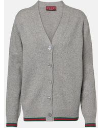 Gucci - Wool And Cashmere Cardigan With Web, Ready-To-Wear - Lyst