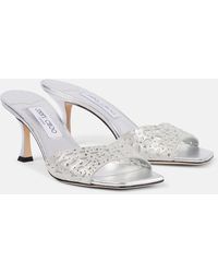 Jimmy Choo - Pantoletten Skye 70 Aus Satin Mit Kristallen - Lyst