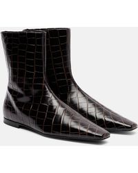 TOTEME - Croc-Effect Leather Ankle Boots - Lyst