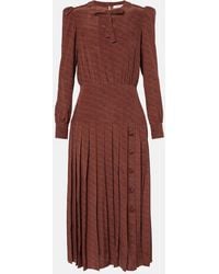 Alessandra Rich - Leopard-Print Silk Midi Dress - Lyst