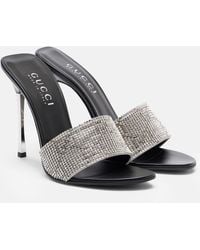 Gucci - Bombshell 120 Embellished Satin Mules - Lyst