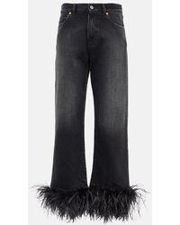 Valentino - Jeans anchos de tiro alto con plumas - Lyst