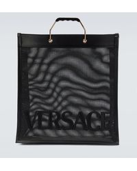 Versace - Shopper Leather-trimmed Tote Bag - Lyst