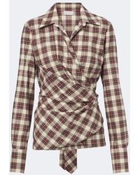 Dries Van Noten - Draped Plaid Cotton Flannel Shirt - Lyst