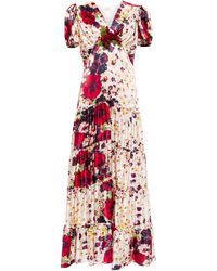 Rodarte Floral Silk Charmeuse Maxi Dress - Red