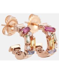 Suzanne Kalan - Ella Rainbow 18kt Rose Gold Earrings With Diamonds And Sapphires - Lyst