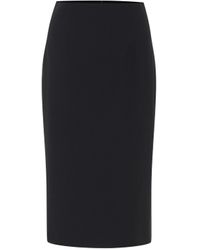 Womens Clothing Skirts Knee-length skirts Alexander McQueen Hook-clasp Wool-crepe Wrap Skirt in Black 