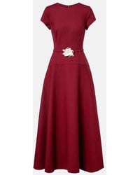Oscar de la Renta - Floral-Applique Wool-Blend Crepe Maxi Dress - Lyst