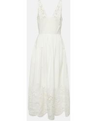 Valentino - Broderie Anglaise Cotton Midi Dress - Lyst