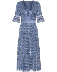 Temperley London Vestido midi Suki en mezcla de seda - Azul