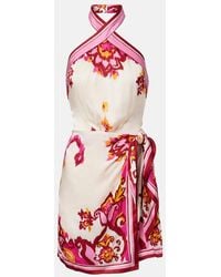 Poupette - Manon Printed Satin Minidress - Lyst