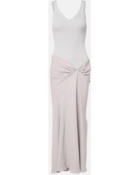 Victoria Beckham - Knit-Detail Crepe Maxi Dress - Lyst