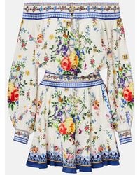 CAMILLA - Printed Silk Crepe Minidress - Lyst