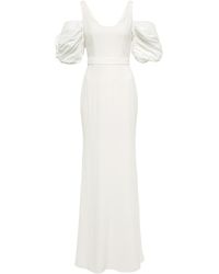 Alexander McQueen Puff-sleeved Crepe Gown - White