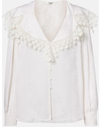Chloé - Lace-Trimmed Floral Jacquard Silk Blouse - Lyst