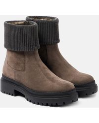 Brunello Cucinelli - Monili Suede Chelsea Boots - Lyst