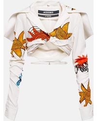 Jacquemus - Graphic-Print Long-Sleeve Cropped Top - Lyst