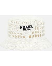 Prada - Raffia Bucket Hat - Lyst