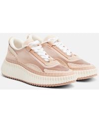 Chloé - Nama Leather-Trimmed Platform Sneakers - Lyst