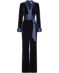 Diane von Furstenberg Velvet Jumpsuit - Blue