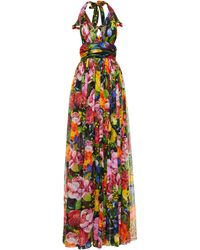 Dolce & Gabbana Floral Silk Chiffon Maxi Dress - Multicolor