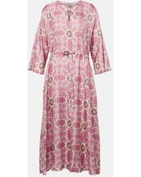 Max Mara - Silk Twill Printed Midi Dress - Lyst