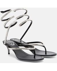 Rene Caovilla - Embellished Satin Thong Sandals - Lyst