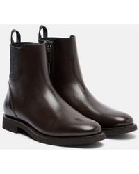 Brunello Cucinelli - Chelsea Monili Leather Ankle Boots - Lyst