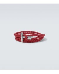 Tom Ford - T Braided Leather Bracelet - Lyst