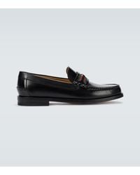 Gucci Interlocking G Leather Loafers - Black