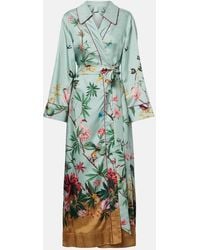 La DoubleJ - Midnight Floral Silk Wrap Dress - Lyst
