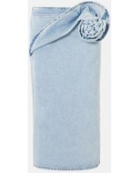 Magda Butrym - Floral-Applique Denim Pencil Skirt - Lyst