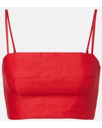 STAUD - Federico Linen Crop Top - Lyst