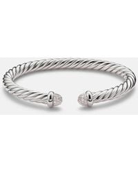 David Yurman - Cable Flex Sterling Cuff Bracelet With Diamonds - Lyst
