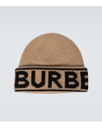 Burberry Logo Intarsia Cashmere Beanie - Natural