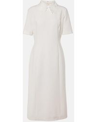 Oscar de la Renta - Lace-Trimmed Wool-Blend Midi Dress - Lyst