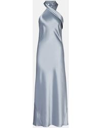 Galvan London - Cropped Pandora Satin Midi Dress - Lyst
