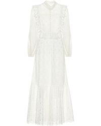 Zimmermann Robe longue Goldie Scallop en coton - Blanc