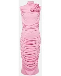 Magda Butrym - Floral-Applique Jersey Midi Dress - Lyst
