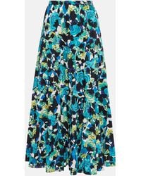 Diane von Furstenberg - High-rise Printed Cotton-blend Midi Skirt - Lyst