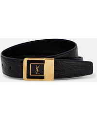 Saint Laurent - La 66 Croc-Effect Leather Belt - Lyst