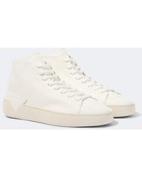 Prada - High-Top Leather Sneakers - Lyst