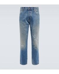 Tom Ford - Distressed Mid-rise Tapered Jeans - Lyst