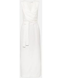 Brunello Cucinelli - Gathered Midi Dress - Lyst