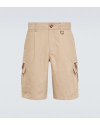 Burberry Cotton And Linen Cargo Shorts - Natural