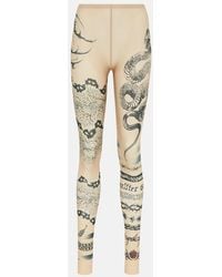 Jean Paul Gaultier - X Knwls Printed Mesh leggings - Lyst