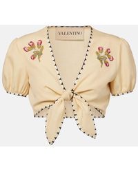 Valentino - Besticktes Cropped-Top Plus De Pois - Lyst