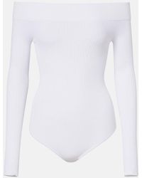 Alaïa - Ribbed-Knit Off-Shoulder Bodysuit - Lyst