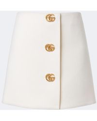Gucci - Double G Wool Crepe Miniskirt - Lyst