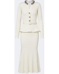 Self-Portrait - Embellished Ribbed-Knit Peplum Midi Dress - Lyst
